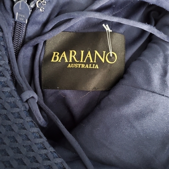 NWOT Bariano Navy Blue Asymmetric Open Back Dress - Picture 3 of 4